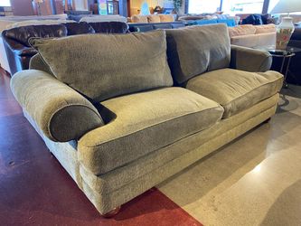 Olive Green Woven 2-Seater Sofa with Rolled Arms