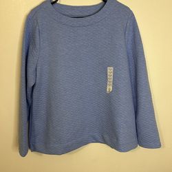 NWT Croft & Barrow Light Blue Sleeved Crew Sweatshirt Size XL
