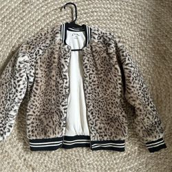 Faux Fur Leopard Print Youth Large Jacket