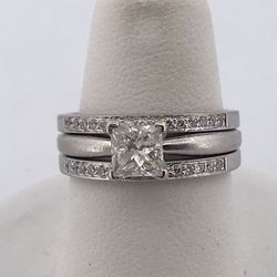 14k White Gold 0.94ct Diamond Ring set Size 6.25