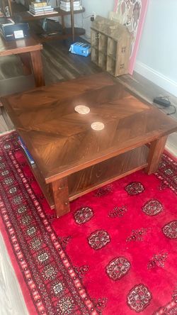 Fama Creations Handmade Wood Coffee Table and Matching side Table Set