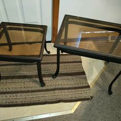 (2) Tables w/ smoked removable glass! Coleman brand! Excellent shape! 