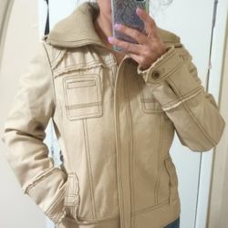 Aviator Women's Leather Vintage Jacket,M/Chamarra De Mujer De  Tipo Piel,M