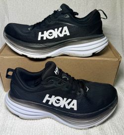 HOKA Bondi 8 Men’s Size 8 D Black White Running Shoes Sneakers 1123202 BWHT