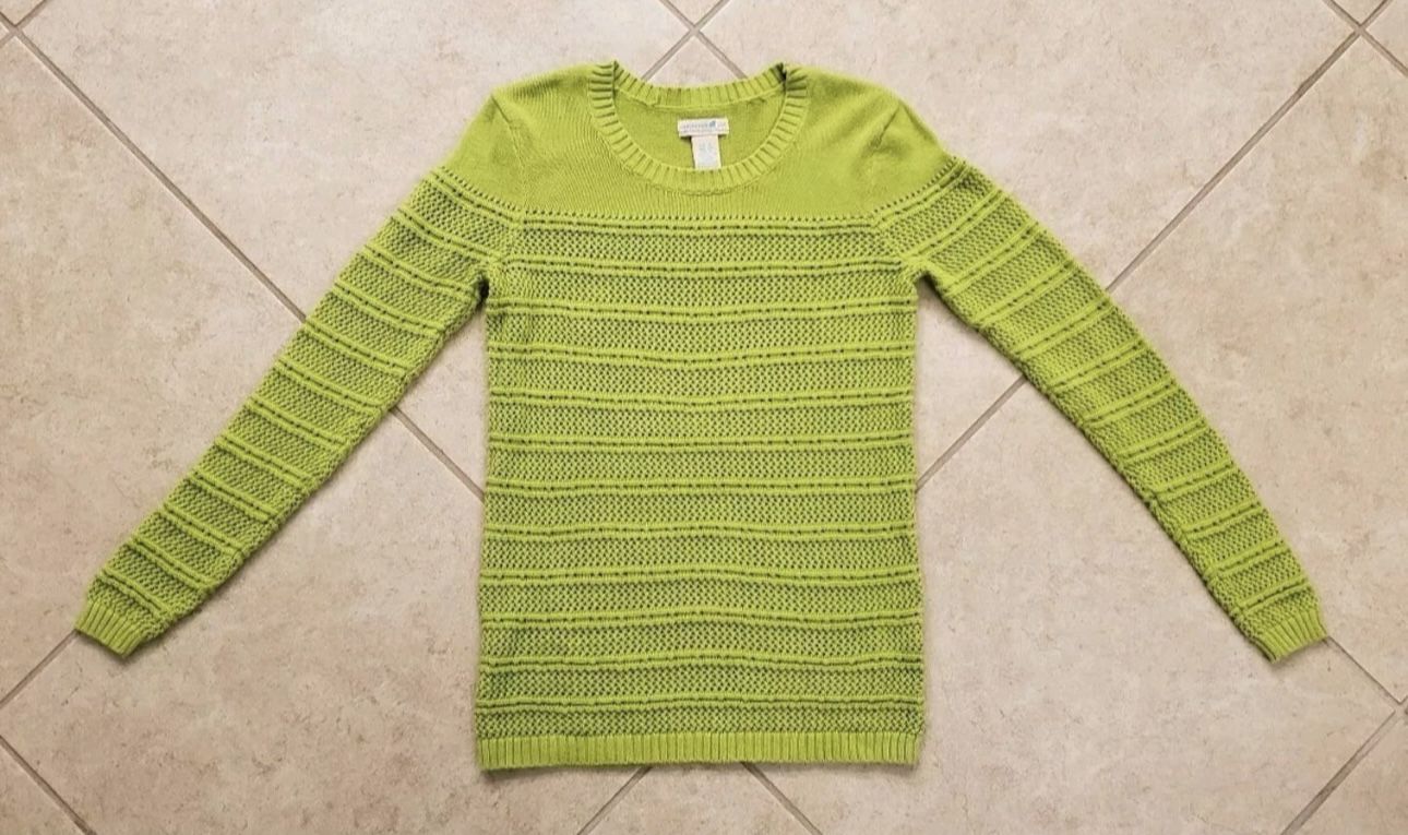 Women's Caribbean Joe Cable Knit Sweater Size S Green
