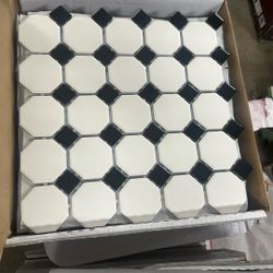 2x2” Oct White W/blkdot Tile 10sqft-ca 13bx Available 