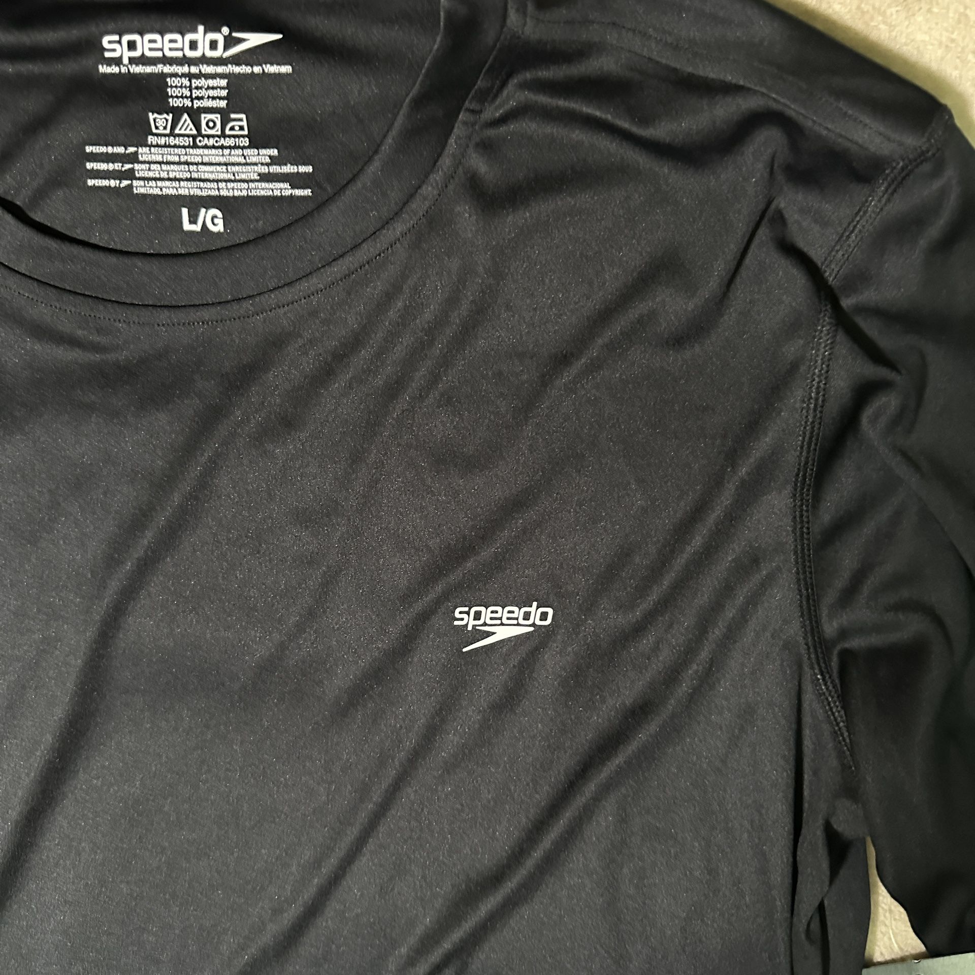 Speedo Men's Swim long Sleeve shirt Size L black