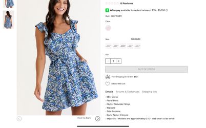 Lydia Flutter Shoulder Floral Mini Dress (Medium)