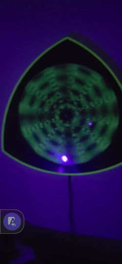 • Vintage 1996 Rabbit Tanaka Cosmic Window Cyberspace Neon Green Kinetic Wall Art Clock Movement Optical Illusion
• Functional• Vintage 1996 Rabbit Ta