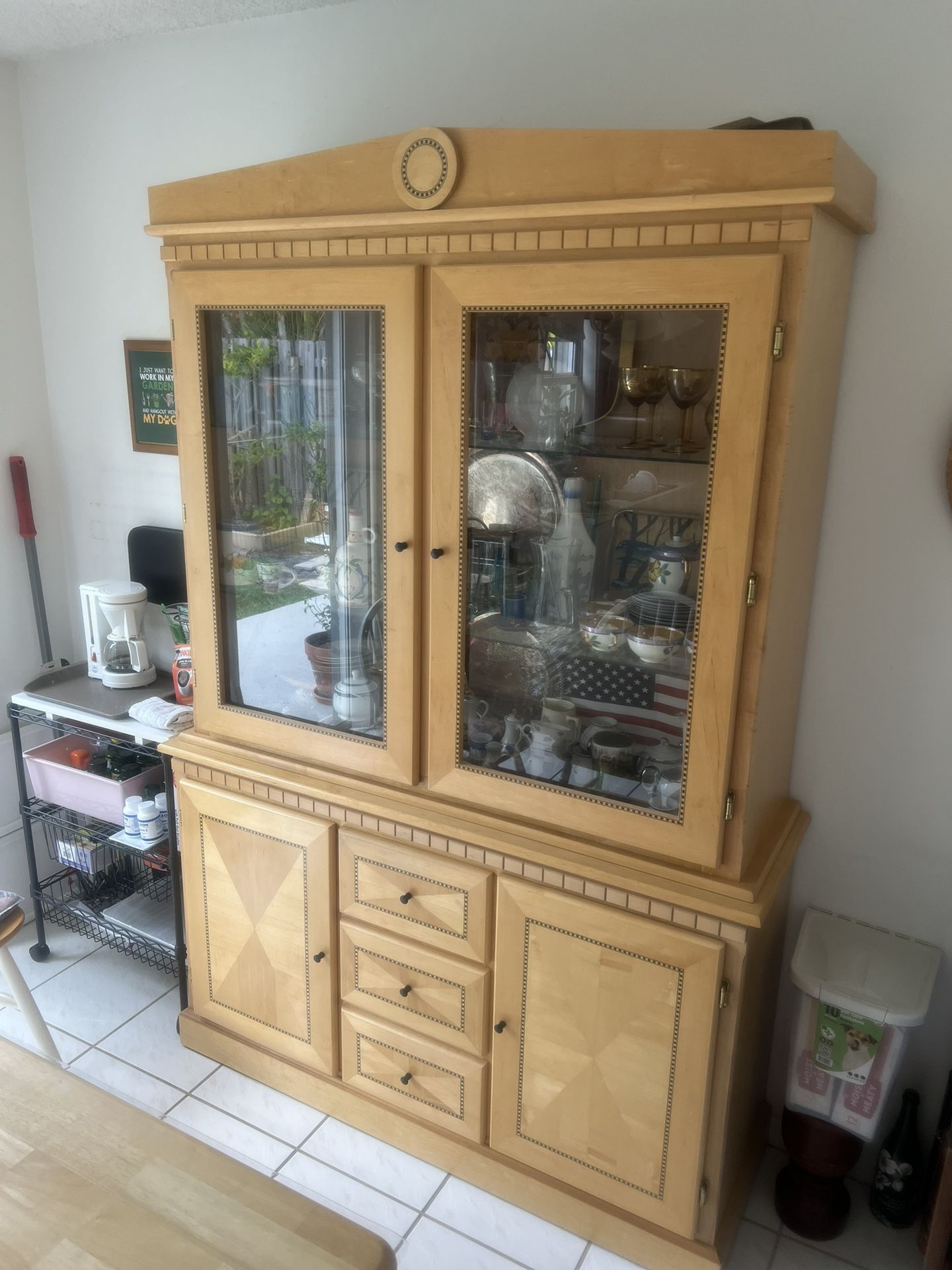 China Cabinet with Glass Doors, Buffet Hutch 