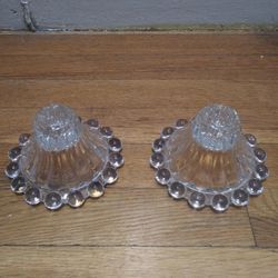 Pair Of Vintage Glass Beaded Candle Holders. Message me anytime if interested will send more pictures or videos thank you.