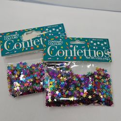 2 Packs of Confettios Multi-Color Mini Stars