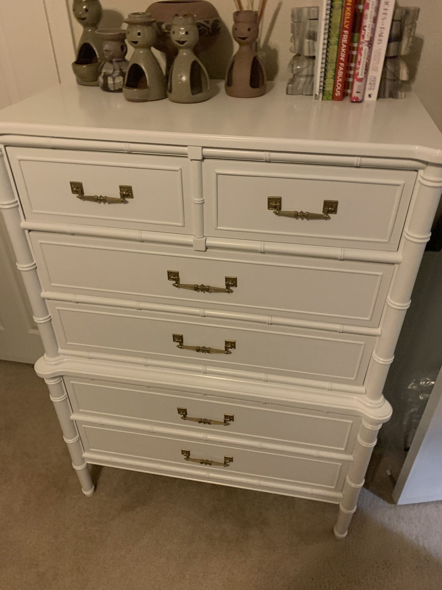 Bamboo Tallboy Dresser by Henry Link Bali Hai Painted  - 1960s -1970s MCM CENTURY