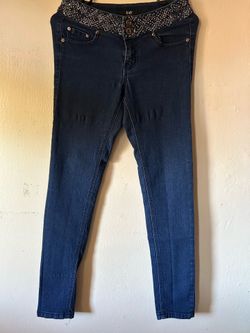 UWD dark-wash skinny jeans with embellished waistband, girls' size 3