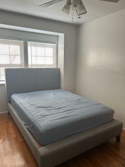 Used Northridge Home Upholstered Grey Queen Bed Frame