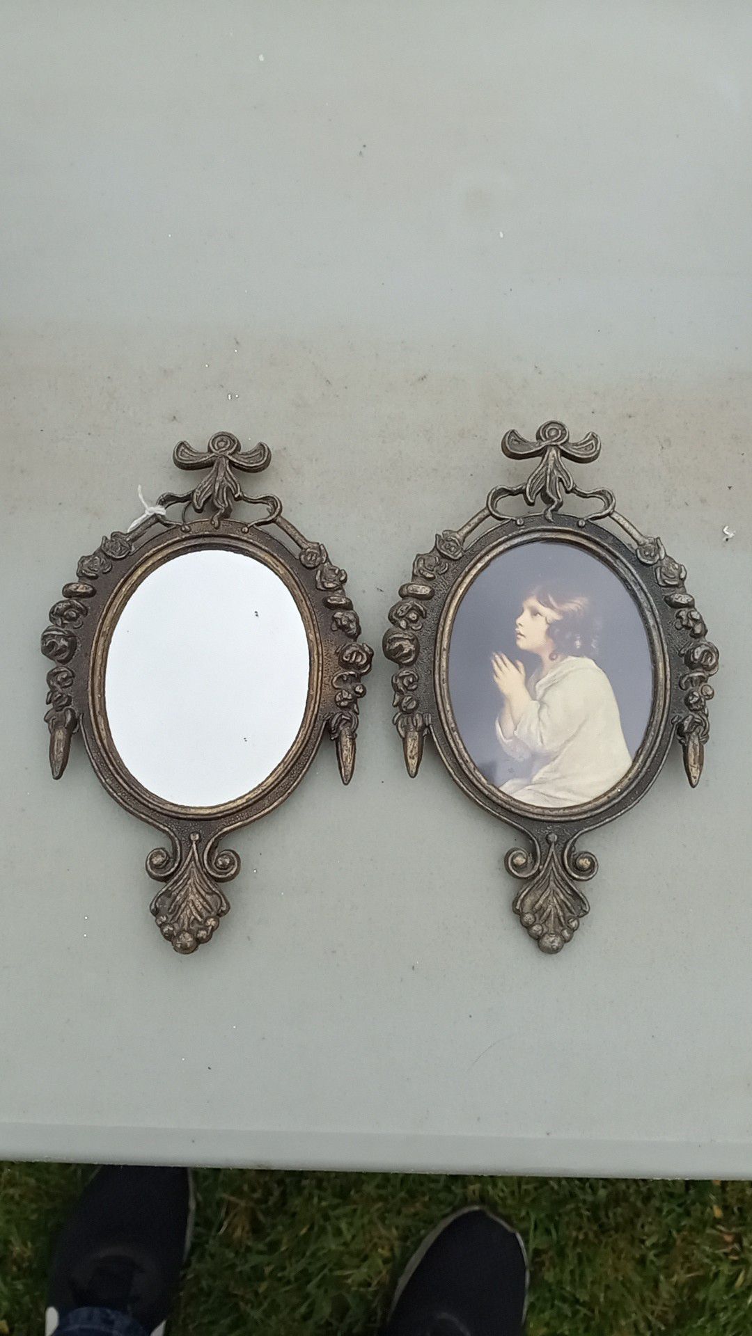 Made in italy antique mirror and frame combo
