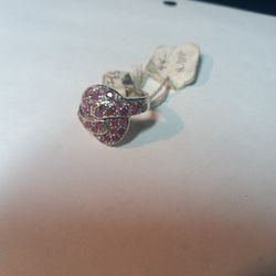 Sterling Silver M.L. Mill African Ruby Cz Ring.