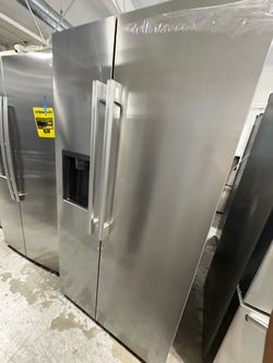 Stainless Steel Side-by-Side Refrigerator with Ice Dispenser