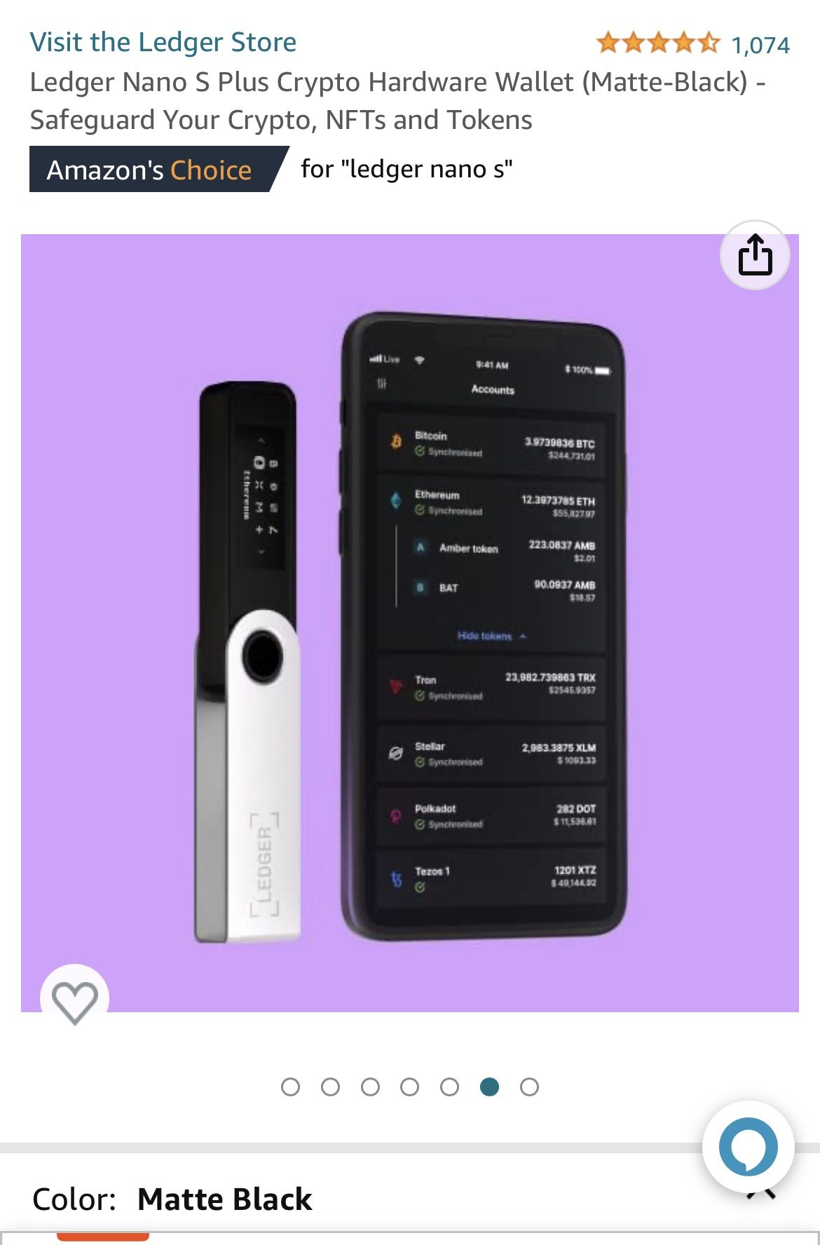 Ledger Nano S Cryptocurrency Hardware Wallet