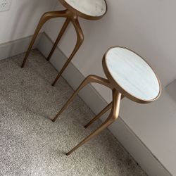 Two Marble and gold Side tables