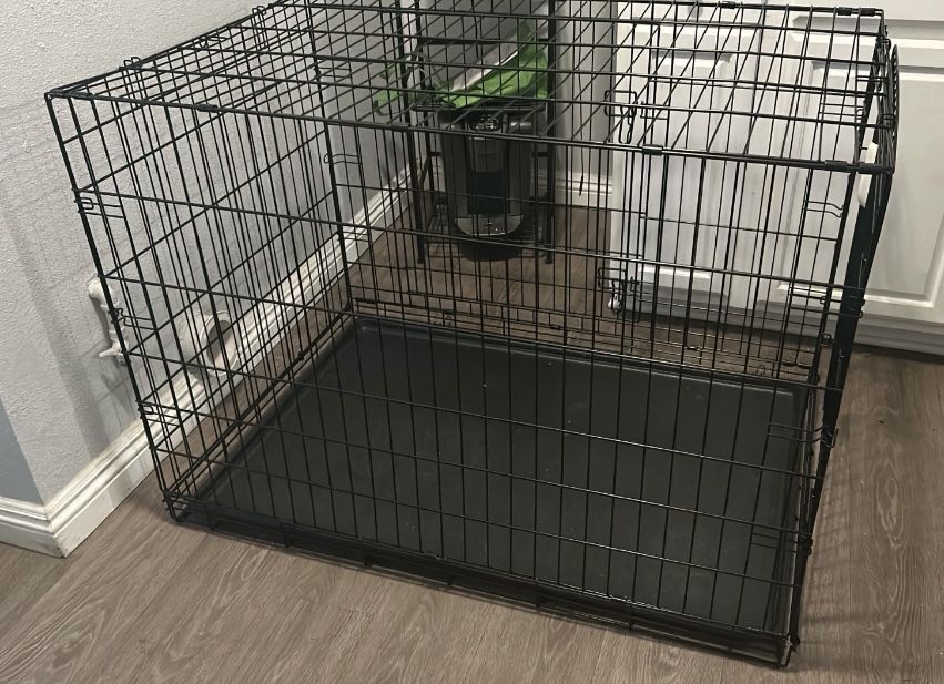 Dog Crate Kennel Pet Cage With Plastic Tray
