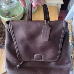 Brown Leather Coach Backpack