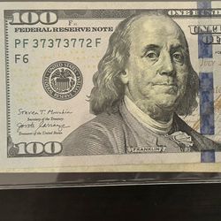 $100 Note / Bill Trinary Cool Serial Number