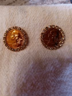 Republique Francaise Goldtone Coin Vintage Earrings
