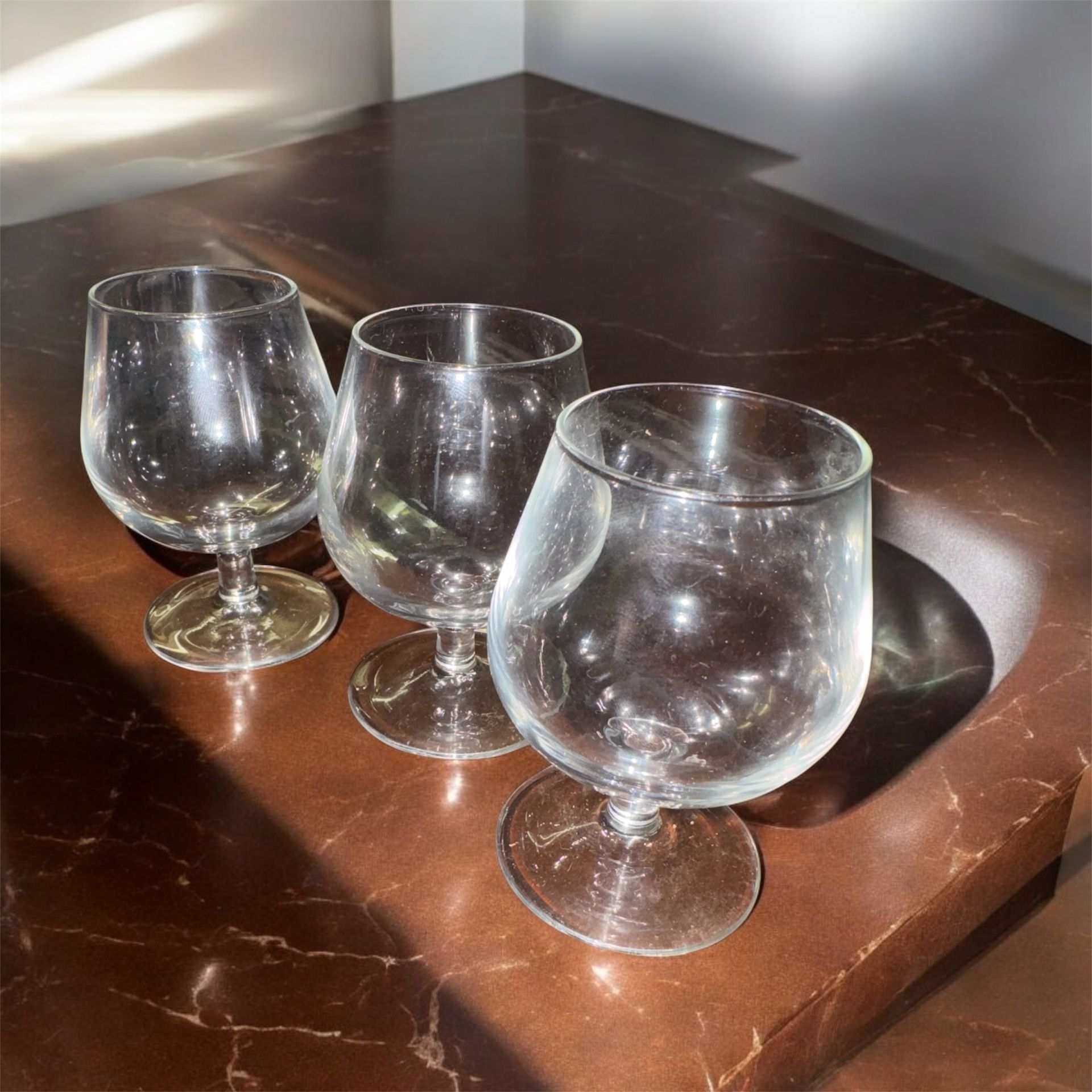 Vintage Set of 3 Brandy Cognac Glasses Snifters
