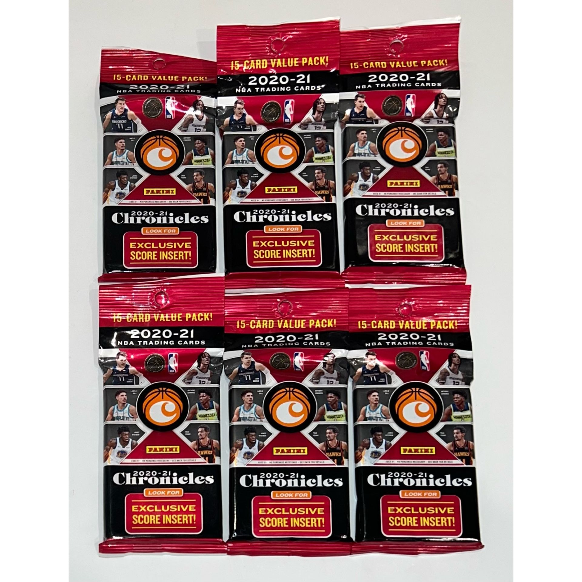 (6) 2020-21 Panini Chronicles Basketball Value Packs 6 Pack Lot Brand New NBA Cards Fat Pack Cello Pack Anthony Edwards RC ? Lamelo RC ?