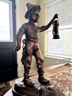 Antique, montage , hand made Cast Boy with Lantern.