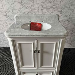 36 in. W x 22 in. D x 39 in. H Freestanding Bath Vanity in Gray with Carrara Natural Marble Top
