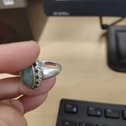 White Burma Jade Ring
