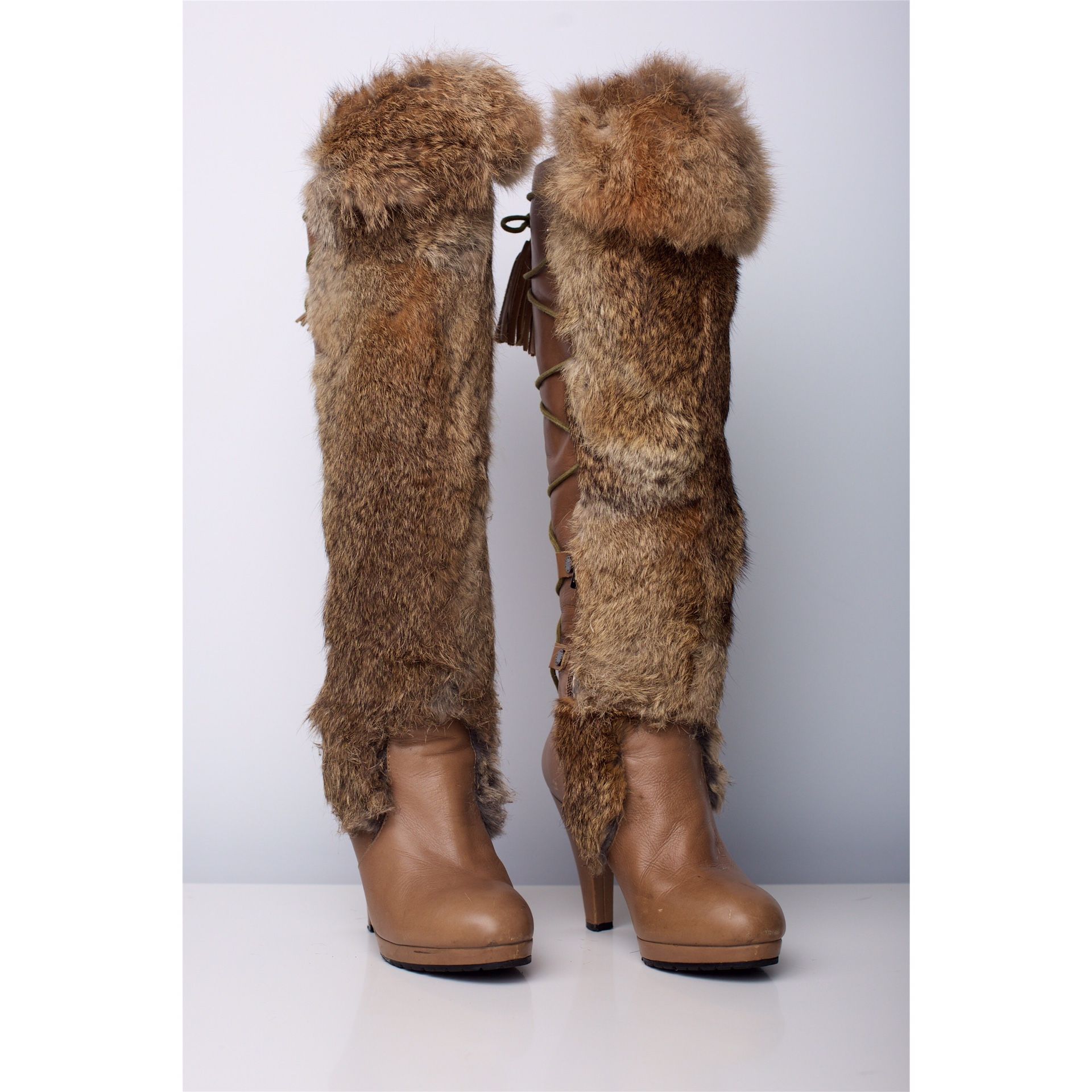 rabbit fur boots