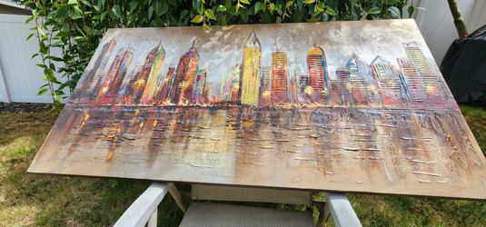 Pier 1 Modern Textured Canvas Wall Decor Art Cityscapes 55 in