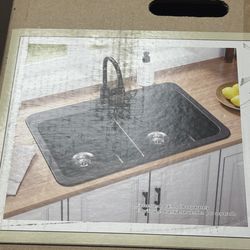 Allen Roth double bowl kitchen sink