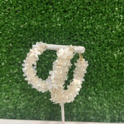 White Floral Hoop Earrings NEW