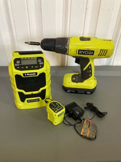 RYOBI Drill 18V and Bluetooth Speaker Comes With Battery and Charger
