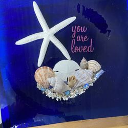 Colbalt Blue Glass Plate Decorated With Seashells 