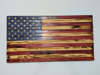 Hand crafted wooden American flag