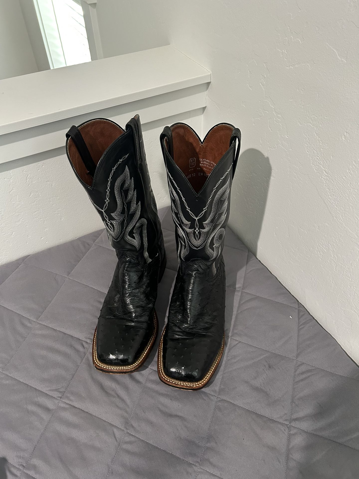 Black Ostrich Cowboy Boots