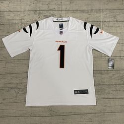 NFL Jamarr Chase Cincinnati Bengals Nike Dri Fit #1 White Jersey 