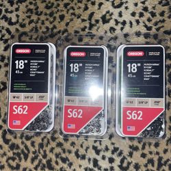 S62 Chainsaw Chain for 18 in. Bar, Fits Husqvarna, ECHO,RYOBI , CRAFTSMAN ,KOBALT,EGO  $15 Each Firm On Price 