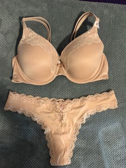 Victoria's Secret Nude Lace Bra and Thong Set