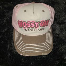 Mossy Oak Ladies Distressed Pink And Brown Hat