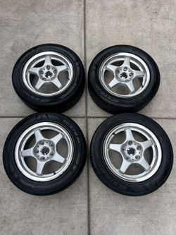 JDM 15in wheels 5x114.3 (5x4.5) Tires 205/55r15 fit Older Mr2 Celica prelude integra accord civic