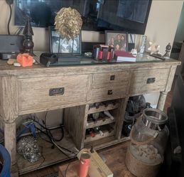 Credenza tv stand with wine rack and drawers