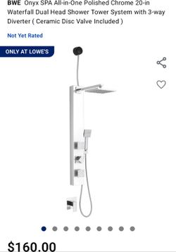 BWE Onyx SPA All-in-One Polished Chrome 20-in Waterfall Dual Head Shower Tower System with 3-way Diverter Ceramic Disc Valve Included )