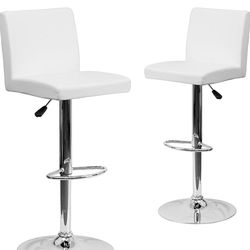 Set of 4 Modern White Bar Stools – Excellent Condition