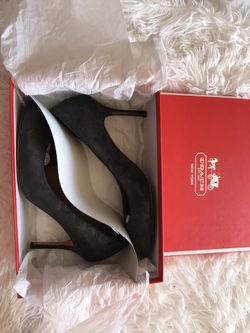 USED Coach Natassia Goat Black Heels, Size 8